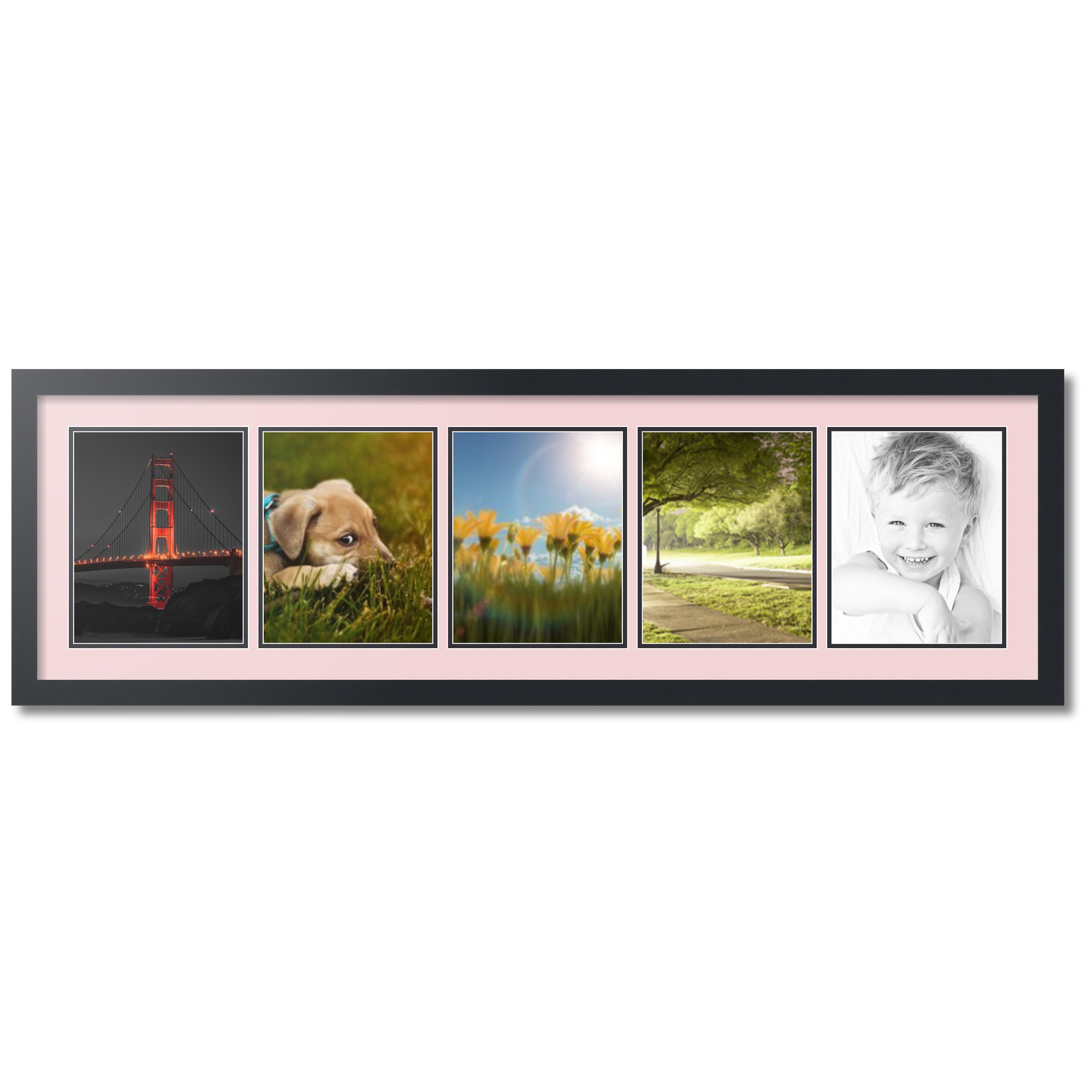 ArtToFrames Collage Photo Picture Frame with 5 - 8x10" Openings, Framed in Black with Hollyhock and Black Mats (CDM-3926-563)