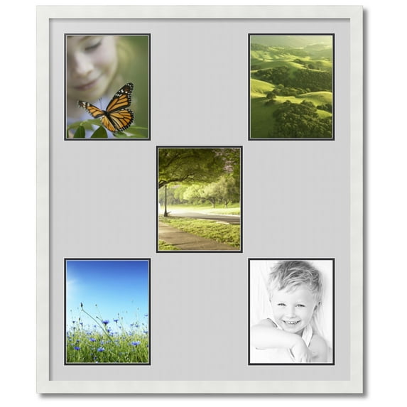 ArtToFrames Collage Photo Picture Frame with 5 - 8x10 Openings, Framed in White with Candlewick and Black Mats (CDM-3966-106)
