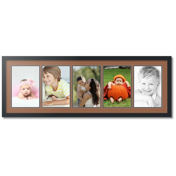 ArtToFrames Collage Photo Picture Frame with 5 - 8x12 Openings, Framed in Black with Paloma and Black Mats (CDM-3926-115)
