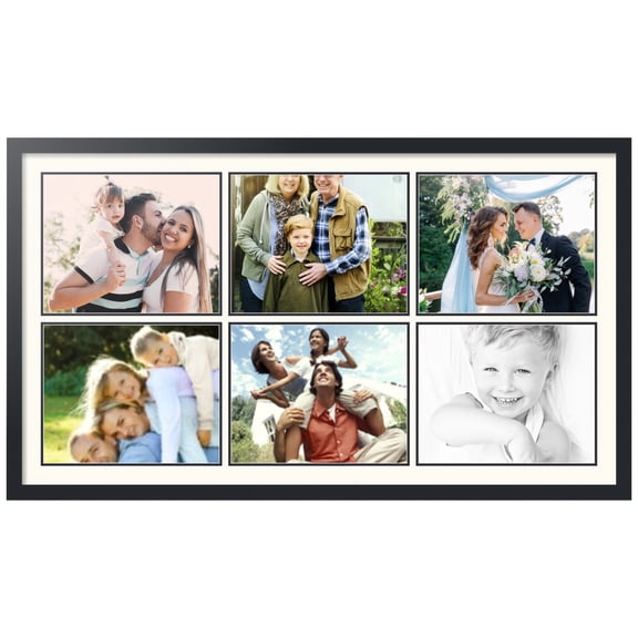 ArtToFrames Collage Photo Picture Frame with 6 - 11x14 Openings, Framed in Black with Chantilly and Black Mats (CDM-3926-153)