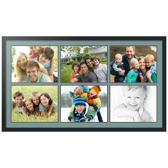 ArtToFrames Collage Photo Picture Frame with 6 - 11x14 Openings, Framed in Black with Nile Green and Black Mats (CDM-3926-153)