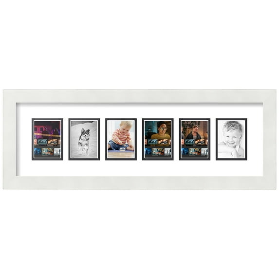 ArtToFrames Collage Photo Picture Frame with 6 - 2.5x3.5" Openings, Framed in White with Crisp and Black Mats (CDM-3966-1262)