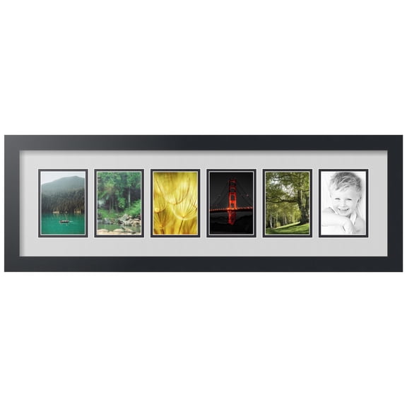 ArtToFrames Collage Photo Picture Frame with 6 - 3.5x5 Openings, Framed in Black with Candlewick and Black Mats (CDM-3926-150)