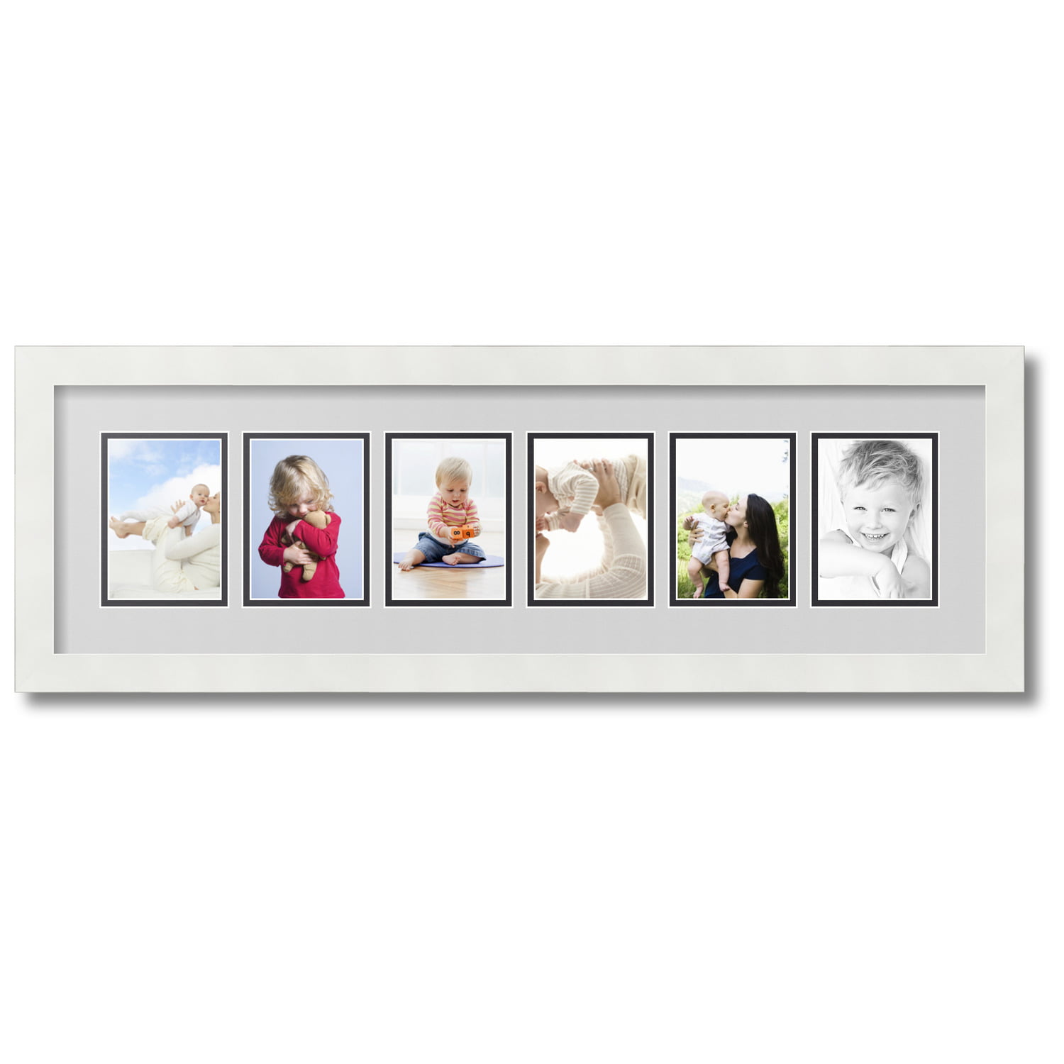 3 Opening Picture Frame 4x6 5x7 2.5x3.5 Black W/ Mat Photo Frame
