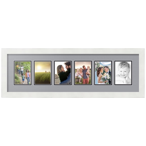 ArtToFrames Collage Photo Picture Frame with 6 - 3.5x5" Openings, Framed in White with Silver and Black Mats (CDM-3966-769)