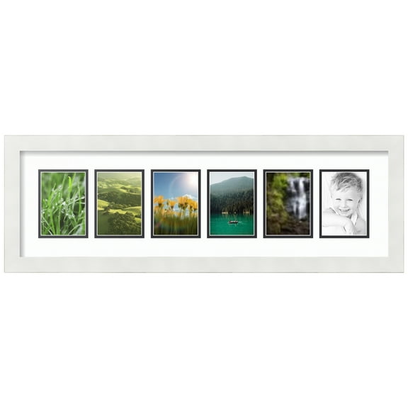 ArtToFrames Collage Photo Picture Frame with 6 - 3.5x5 Openings, Framed in White with Super White and Black Mats (CDM-3966-150)