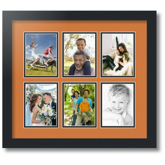 ArtToFrames Collage Photo Picture Frame with 6 - 3.875x5.25 Openings, Framed in Black with Octoberfest and Black Mats (CDM-3926-151)