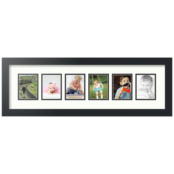 ArtToFrames Collage Photo Picture Frame with 6 - 3x4 Openings, Framed in Black with Porcelain and Black Mats (CDM-3926-150)