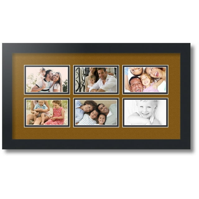 ArtToFrames Collage Photo Picture Frame with 6 - 3x5" Openings, Framed in Black with Coronado and Black Mats (CDM-3926-1009)