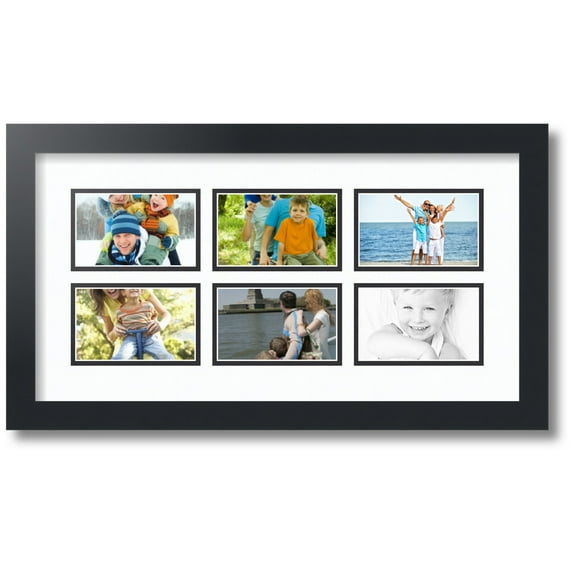 ArtToFrames Collage Photo Picture Frame with 6 - 3x5 Openings, Framed in Black with Super White and Black Mats (CDM-3926-153)