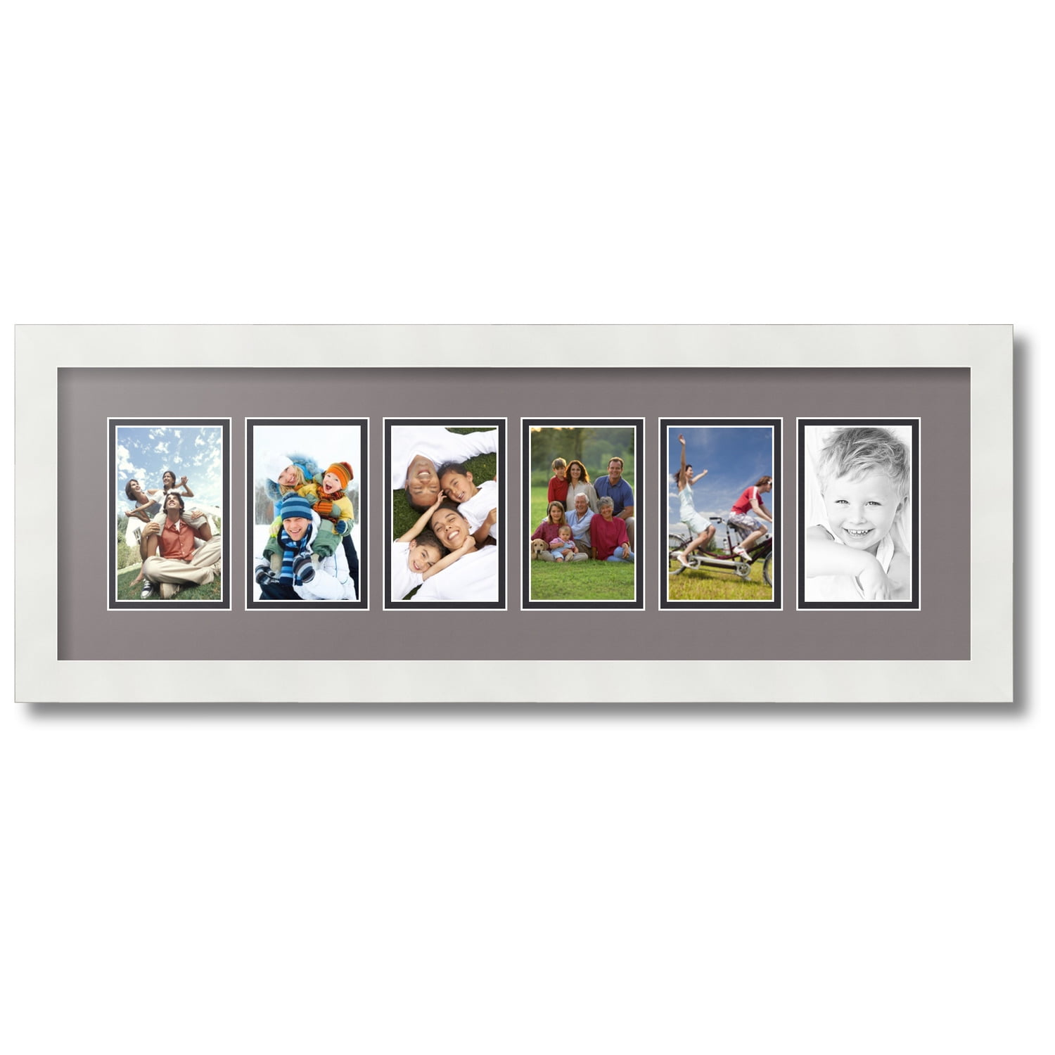 ArtToFrames Collage Photo Picture Frame with 4 - 4x4 Openings, Framed in  White with Rouge and Black Mats (CDM-3966-9999)