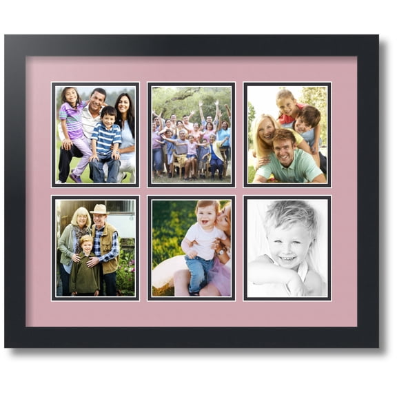 ArtToFrames Collage Photo Picture Frame with 6 - 4.5x5.5 Openings, Framed in Black with Seashell and Black Mats (CDM-3926-151)
