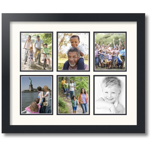 ArtToFrames Collage Photo Picture Frame with 6 - 4.5x5.5" Openings, Framed in Black with White and Black Mats (CDM-3926-1126)