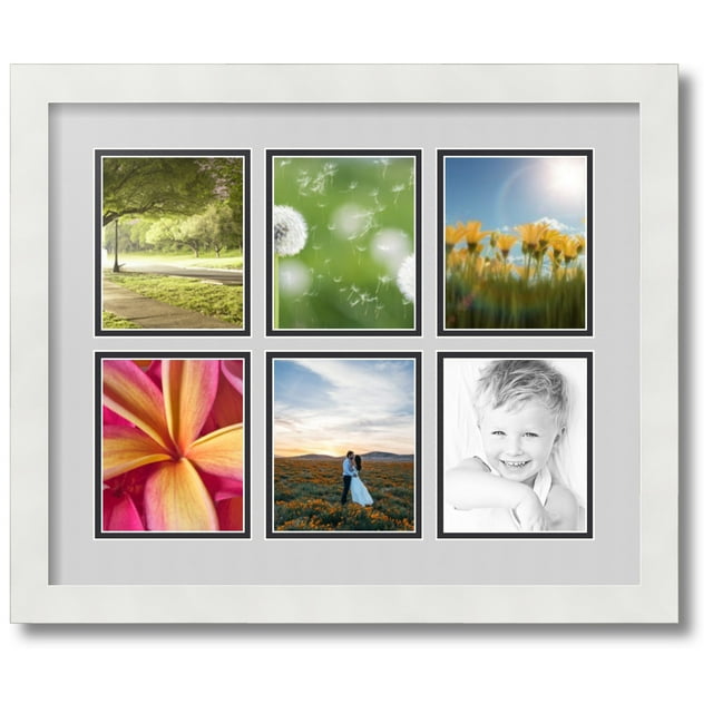 ArtToFrames Collage Photo Picture Frame with 6 - 4.5x5.5 Openings, Framed in White with Candlewick and Black Mats (CDM-3966-151)
