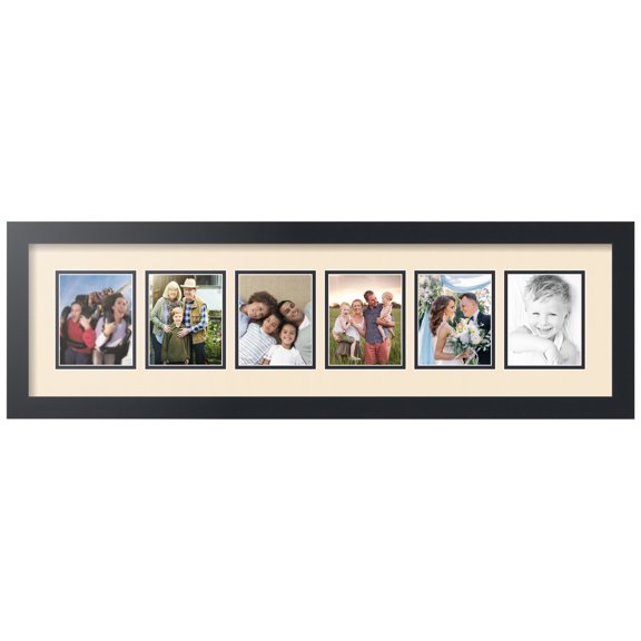ArtToFrames Collage Photo Picture Frame with 6 - 4x5" Openings, Framed in Black with Alabaster and Black Mats (CDM-3926-55)