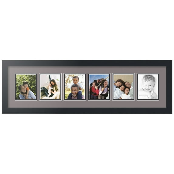 ArtToFrames Collage Photo Picture Frame with 6 - 4x5 Openings, Framed in Black with Pewter and Black Mats (CDM-3926-150)