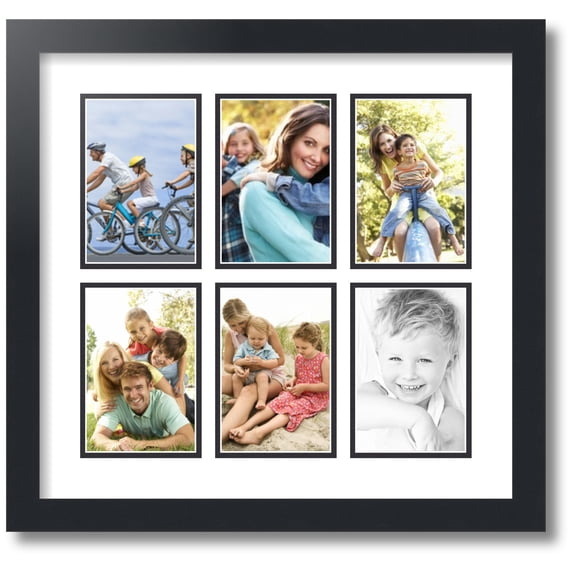 ArtToFrames Collage Photo Picture Frame with 6 - 4x6" Openings, Framed in Black with Crisp and Black Mats (CDM-3926-1170)