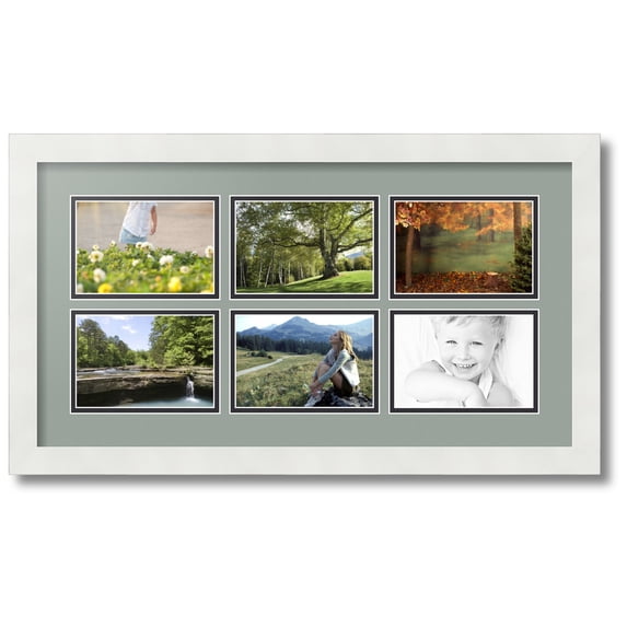 ArtToFrames Collage Photo Picture Frame with 6 - 4x6 Openings, Framed in White with Silverpine and Black Mats (CDM-3966-153)