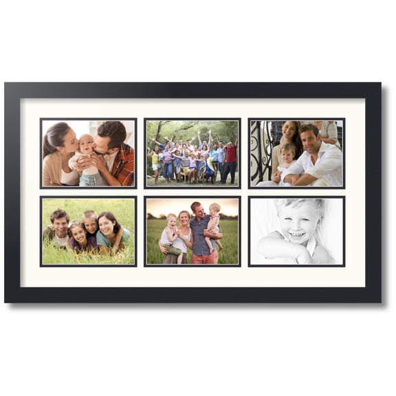ArtToFrames Collage Photo Picture Frame with 6 - 5x7" Openings, Framed in Black with White and Black Mats (CDM-3926-93)