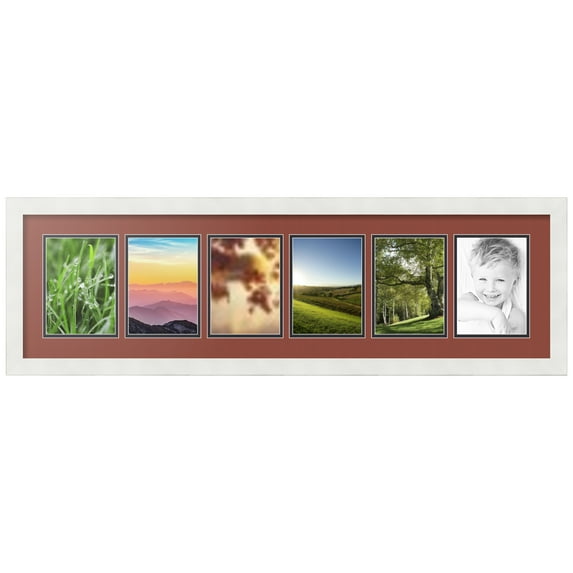 ArtToFrames Collage Photo Picture Frame with 6 - 5x7 Openings, Framed in White with Cognac and Black Mats (CDM-3966-150)