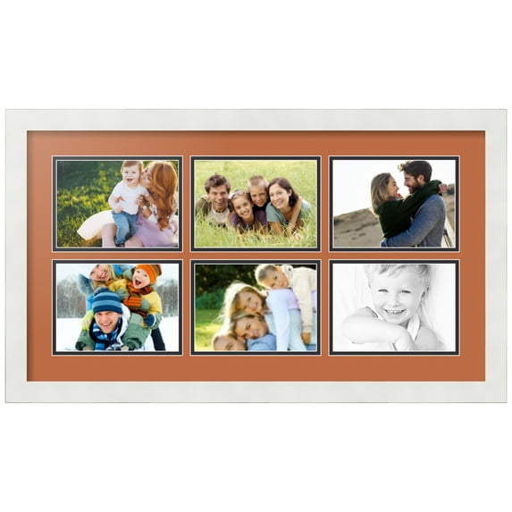 ArtToFrames Collage Photo Picture Frame with 6 - 5x7 Openings, Framed in White with Red Orange and Black Mats (CDM-3966-153)
