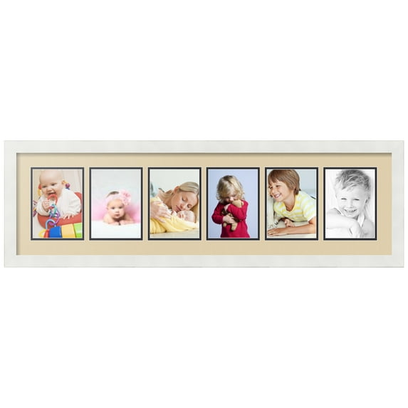 ArtToFrames Collage Photo Picture Frame with 6 - 5x7 Openings, Framed in White with Seaside and Black Mats (CDM-3966-150)