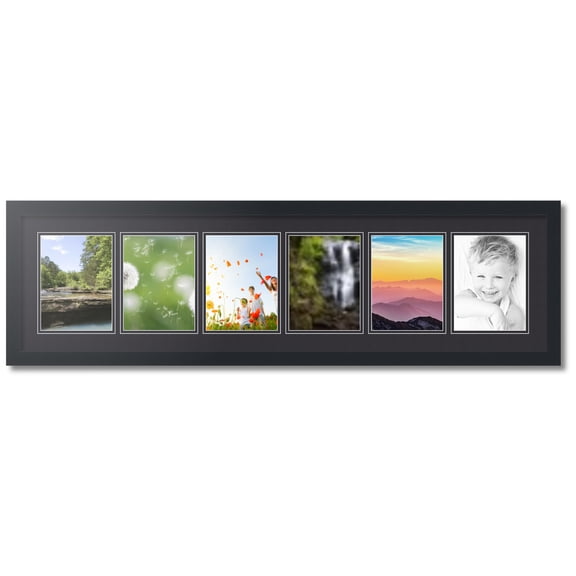 ArtToFrames Collage Photo Picture Frame with 6 - 6x8 Openings, Framed in Black with Black and Black Mats (CDM-3926-150)