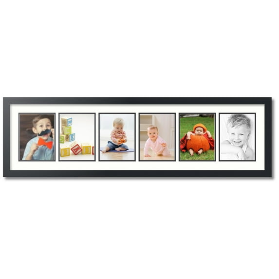 ArtToFrames Collage Photo Picture Frame with 6 - 6x8" Openings, Framed in Black with Light Cream and Black Mats (CDM-3926-1003)