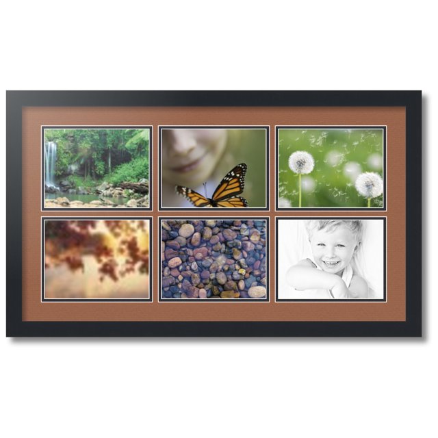 ArtToFrames Collage Photo Picture Frame with 6 - 6x8 Openings, Framed in Black with Paloma and Black Mats (CDM-3926-153)