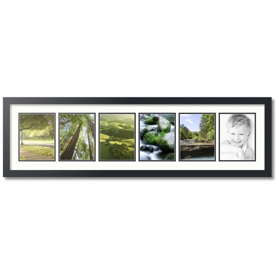 ArtToFrames Collage Photo Picture Frame with 6 - 6x8 Openings, Framed in Black with Porcelain and Black Mats (CDM-3926-150)