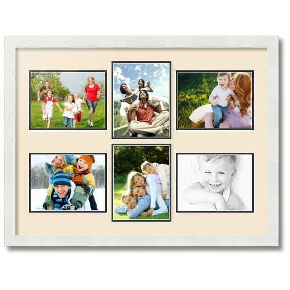 ArtToFrames Collage Photo Picture Frame with 6 - 6x8 Openings, Framed in White with Alabaster and Black Mats (CDM-3966-167)