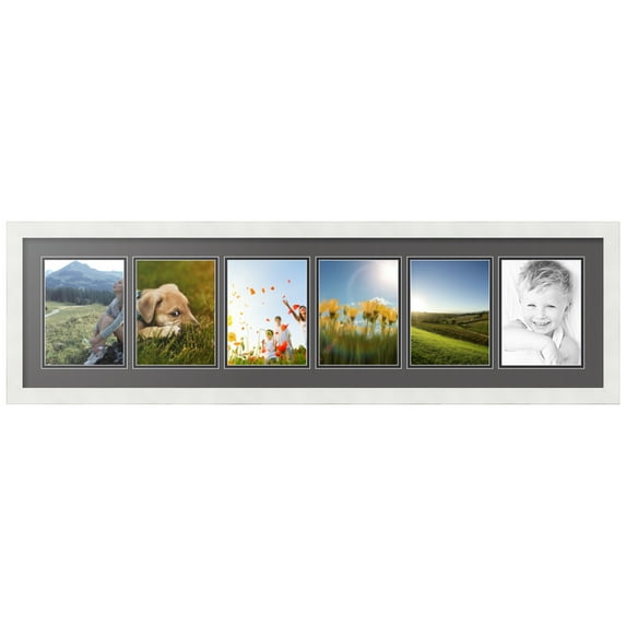 ArtToFrames Collage Photo Picture Frame with 6 - 6x8 Openings, Framed in White with Charcoal and Black Mats (CDM-3966-150)