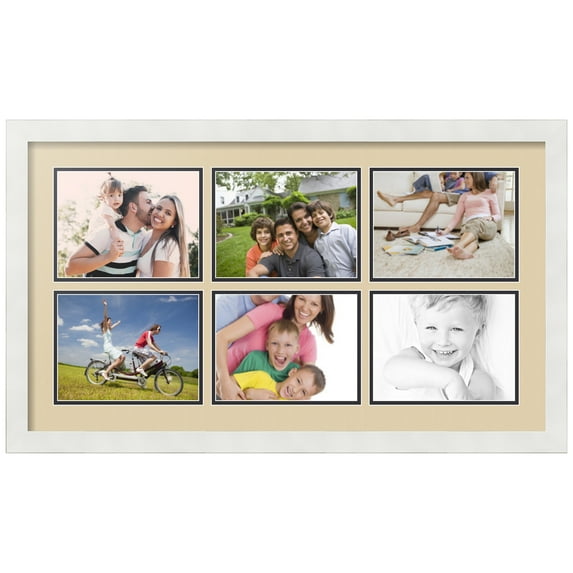 ArtToFrames Collage Photo Picture Frame with 6 - 6x8 Openings, Framed in White with Seaside and Black Mats (CDM-3966-153)