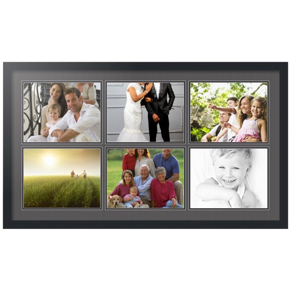 ArtToFrames Collage Photo Picture Frame with 6 - 8.5x11 Openings, Framed in Black with Charcoal and Black Mats (CDM-3926-153)