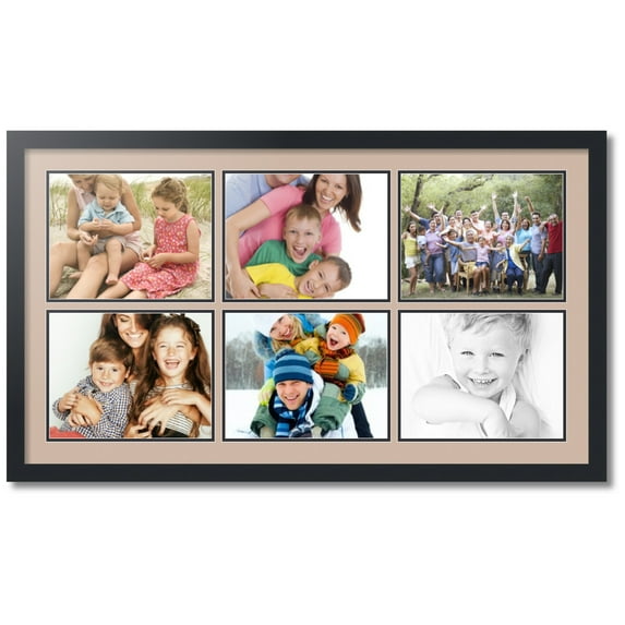 ArtToFrames Collage Photo Picture Frame with 6 - 8.5x11" Openings, Framed in Black with Grey Beige and Black Mats (CDM-3926-1011)