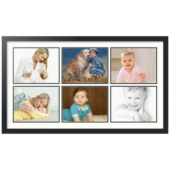 ArtToFrames Collage Photo Picture Frame with 6 - 8.5x11 Openings, Framed in Black with Porcelain and Black Mats (CDM-3926-153)