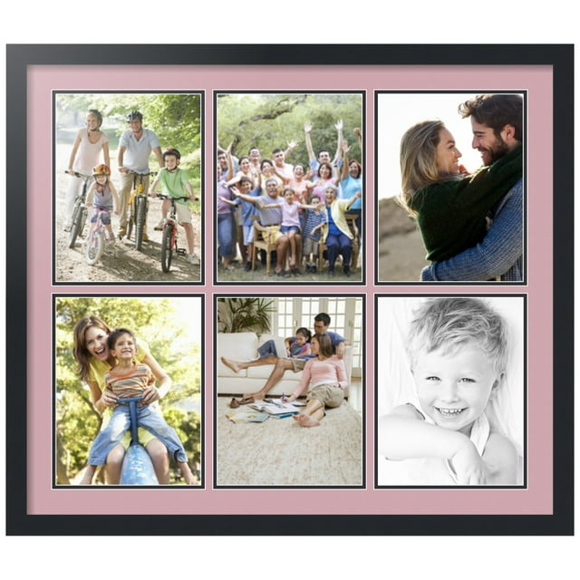 ArtToFrames Collage Photo Picture Frame with 6 - 8.5x11" Openings, Framed in Black with Seashell and Black Mats (CDM-3926-151)