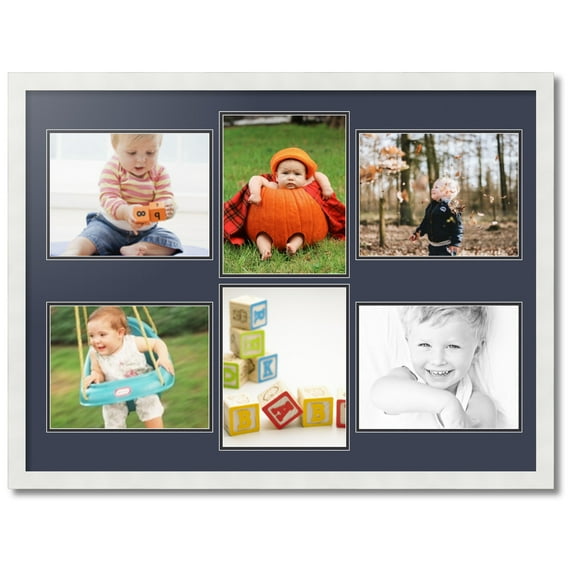 ArtToFrames Collage Photo Picture Frame with 6 - 8.5x11 Openings, Framed in White with Blue Jay and Black Mats (CDM-3966-167)