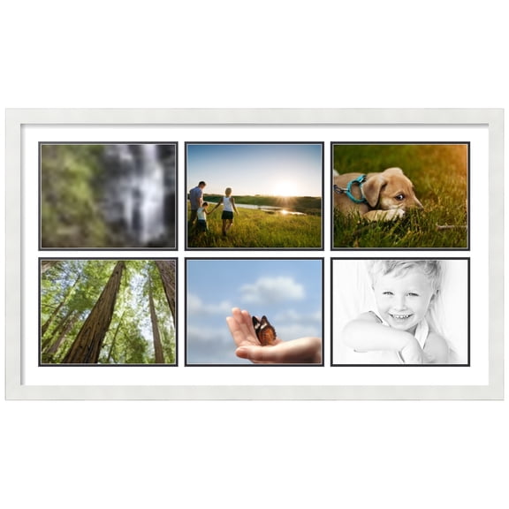 ArtToFrames Collage Photo Picture Frame with 6 - 8.5x11" Openings, Framed in White with Crisp and Black Mats (CDM-3966-1011)
