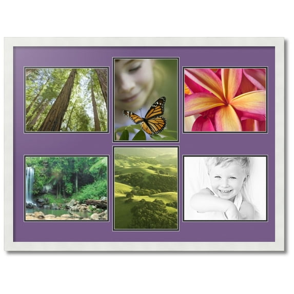 ArtToFrames Collage Photo Picture Frame with 6 - 8.5x11 Openings, Framed in White with Grape and Black Mats (CDM-3966-167)