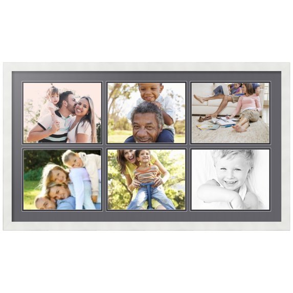 ArtToFrames Collage Photo Picture Frame with 6 - 8.5x11" Openings, Framed in White with Mountain Grey and Black Mats (CDM-3966-1011)