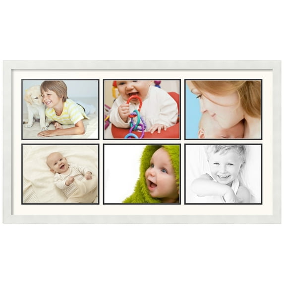 ArtToFrames Collage Photo Picture Frame with 6 - 8.5x11" Openings, Framed in White with White and Black Mats (CDM-3966-1011)