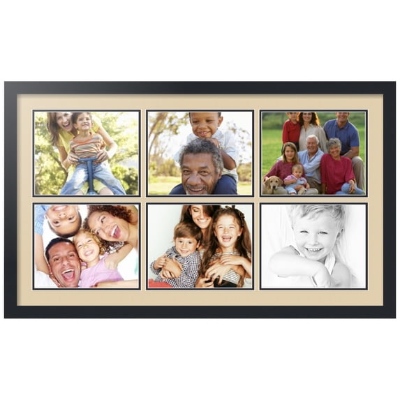 ArtToFrames Collage Photo Picture Frame with 6 - 8x10 Openings, Framed in Black with Seaside and Black Mats (CDM-3926-153)