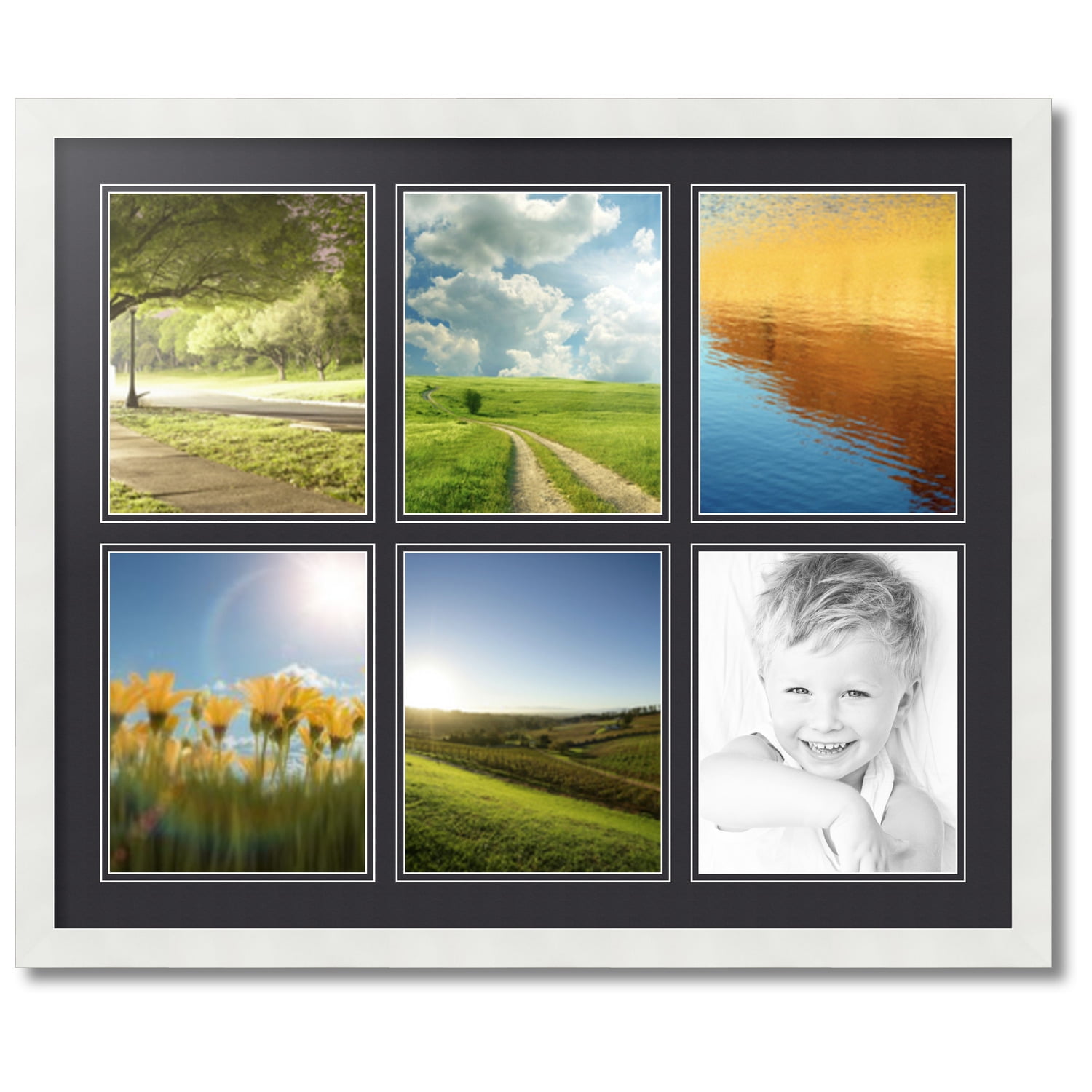 DEEPLAY 8X10 Picture Frames Set of 6, Ocean Seascape Photo Frames Classic  Display Pictures High Definition Plexiglass Collage Photo Frame for Table