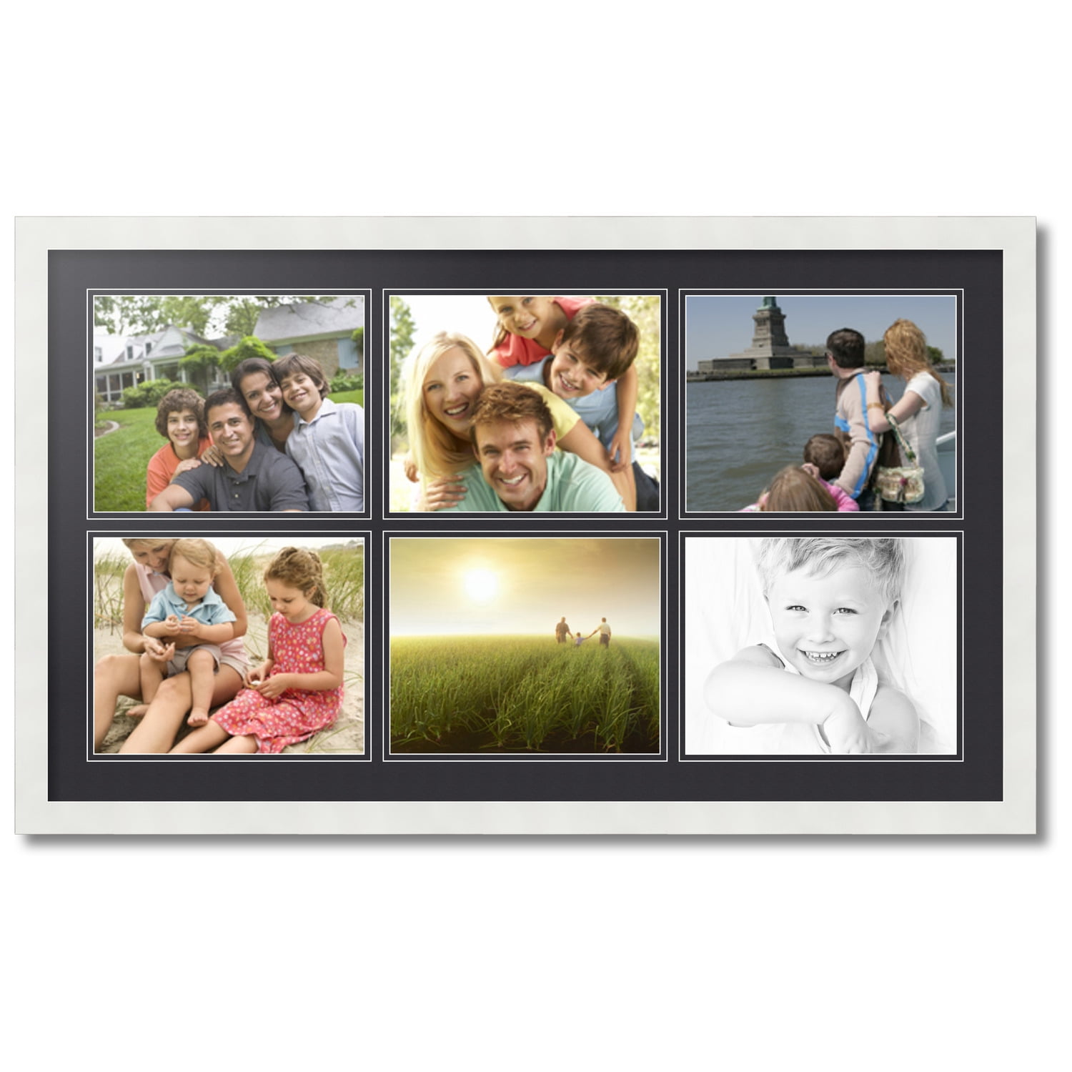 Large Multi Photo Picture Frame Holds 6 8x10 Photos in a 33mm Black Wood  Frame 