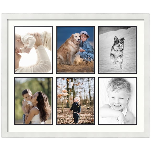 ArtToFrames Collage Photo Picture Frame with 6 - 8x10 Openings, Framed in White with Porcelain and Black Mats (CDM-3966-151)