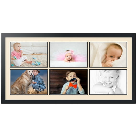 ArtToFrames Collage Photo Picture Frame with 6 - 8x12 Openings, Framed in Black with Alabaster and Black Mats (CDM-3926-153)