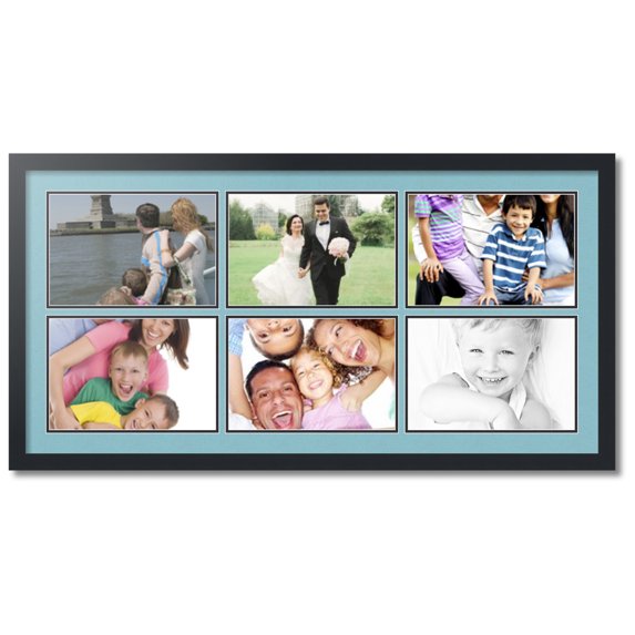 ArtToFrames Collage Photo Picture Frame with 6 - 8x12 Openings, Framed in Black with French Blue and Black Mats (CDM-3926-153)