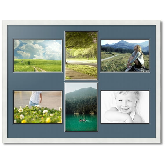 ArtToFrames Collage Photo Picture Frame with 6 - 8x12 Openings, Framed in White with Dutch Blue and Black Mats (CDM-3966-167)