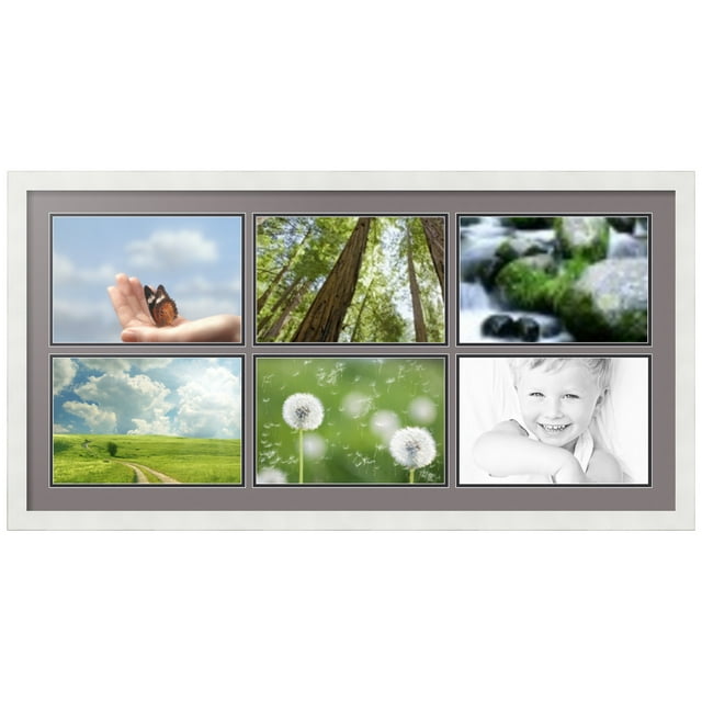 ArtToFrames Collage Photo Picture Frame with 6 - 8x12 Openings, Framed in White with Pewter and Black Mats (CDM-3966-153)